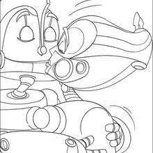 Robots kiss - Coloring page - MOVIE coloring pages - ROBOTS coloring pages