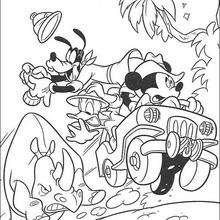 Dangerous rhinoceros and Mickey Mouse coloring page