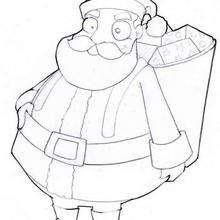 Santa with Christmas gifts coloring page