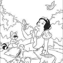 Snow White and her friends coloring page