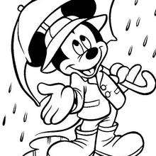 Mickey Mouse in the rain - Coloring page - DISNEY coloring pages - Mickey Mouse coloring pages