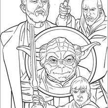 Jedi knights and Yoda - Coloring page - MOVIE coloring pages - STAR WARS coloring pages - YODA coloring pages