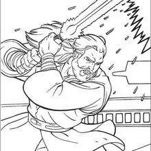Jedi Knight Qui-Gon Jinn with a laser sword coloring page