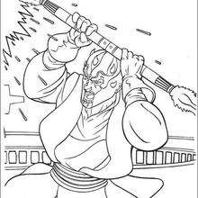 Darth Maul with a laser sword - Coloring page - MOVIE coloring pages - STAR WARS coloring pages - DARTH MAUL coloring pages