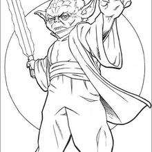 Yoda with a sword coloring page