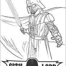 Darth Vader with a laser sword coloring page