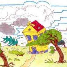 Strong storm - Drawing for kids - KIDS drawings - LANDSCAPE drawings - VILLAGE