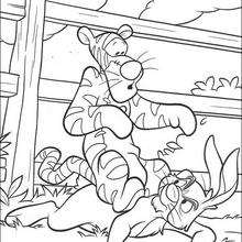 Tigger playing with Rabbit - Coloring page - DISNEY coloring pages - Winnie The Pooh coloring pages