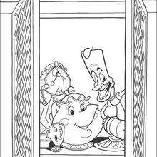Mrs Potts, Chip, Lumiere and Cogsworth - Coloring page - DISNEY coloring pages - Beauty and the Beast coloring pages