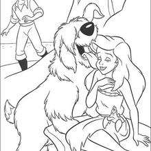 Eric's dog and Ariel coloring page