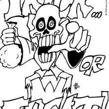 Halloween Trick or treat coloring page - Coloring page - HOLIDAY coloring pages - HALLOWEEN coloring pages - HALLOWEEN SKELETON coloring pages