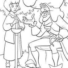 Wendy and Captain Hook - Coloring page - DISNEY coloring pages - Peter Pan coloring pages