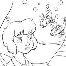 Wendy and fishes coloring page