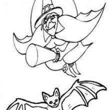 Witch and bat pattern